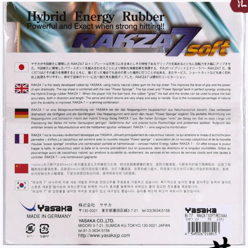 Yasaka original RAKZA 7 macio  - Table Tennis Grip avaliação e preço
